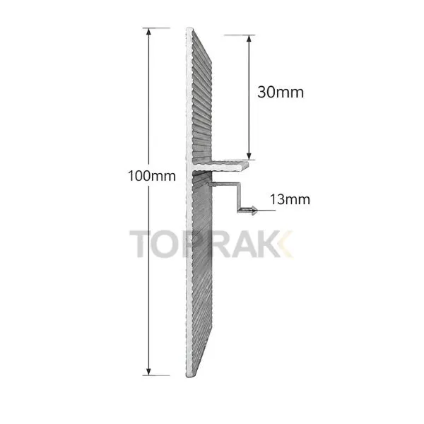 13 mm (8) قرنیز توکار آلومینیوم کد 2k